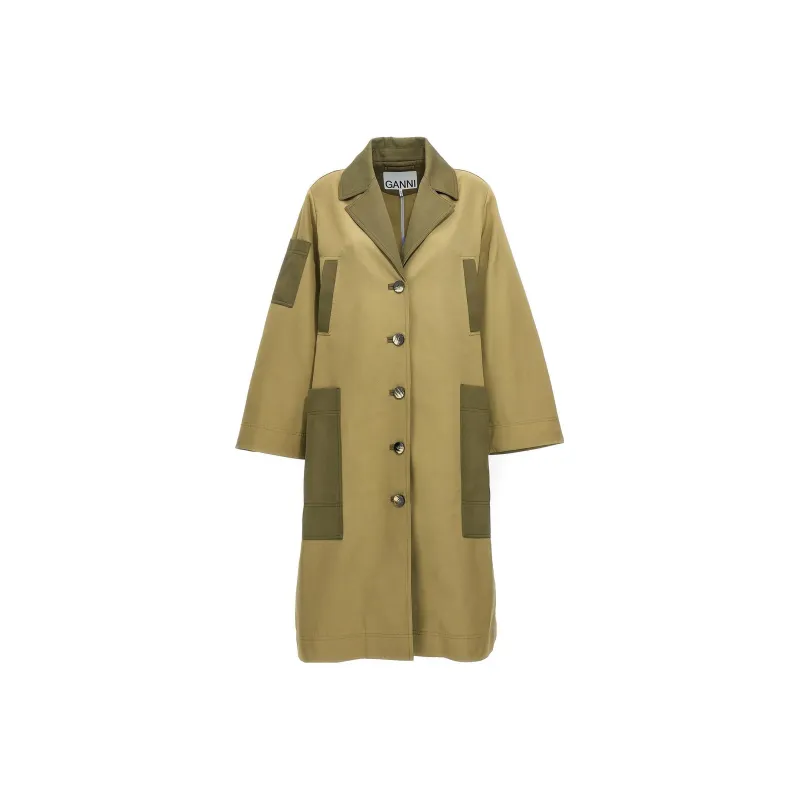 GANNI Trench Coats Women's Green-0