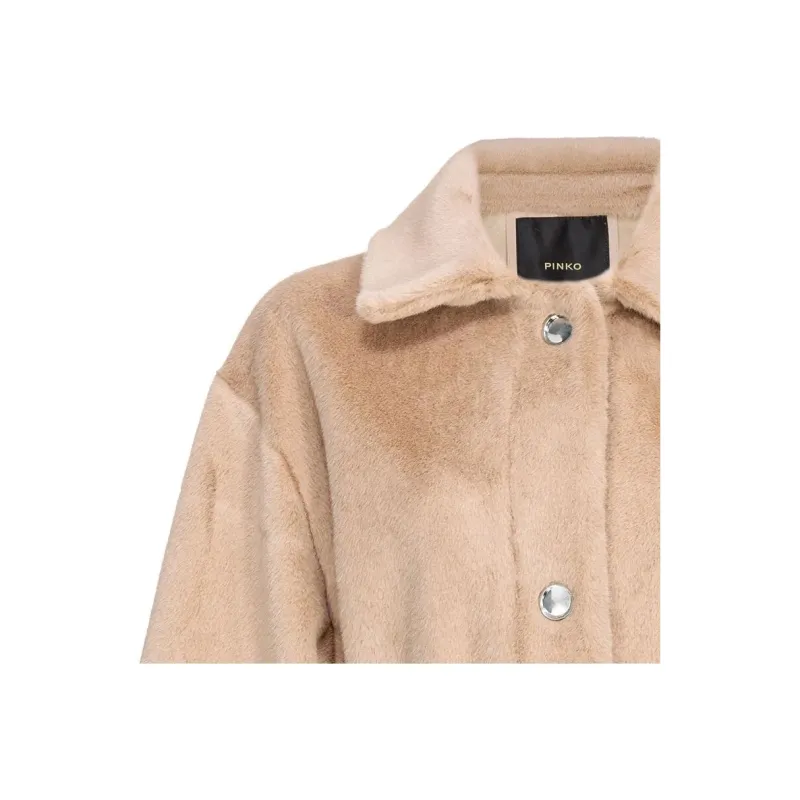 PINKO Lon Sleeved Belted Faux Fur Coat-2
