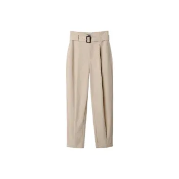 Dimple Hsu Wide Leg Casual Pants Women's Khaki