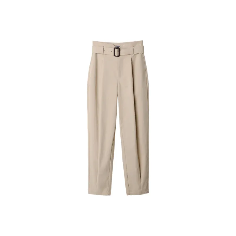 Dimple Hsu Wide Leg Casual Pants Women's Khaki-0