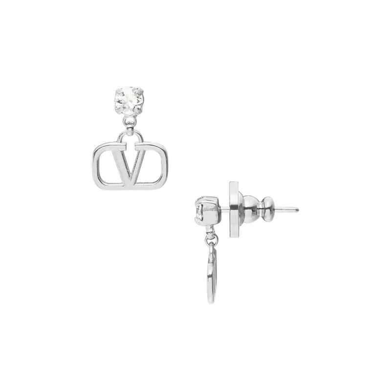 Valentino Brass, Crystal Earrings Unisex Silver-0