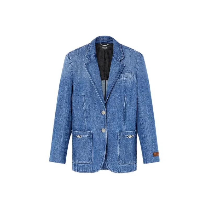 VERSACE Single-Breasted Tailored Denim Blazer-0