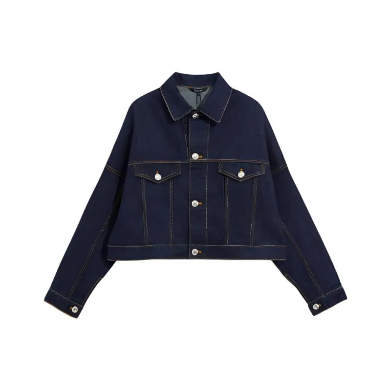 Bebe Denim Jacket Women's Deep Navy Blue-0