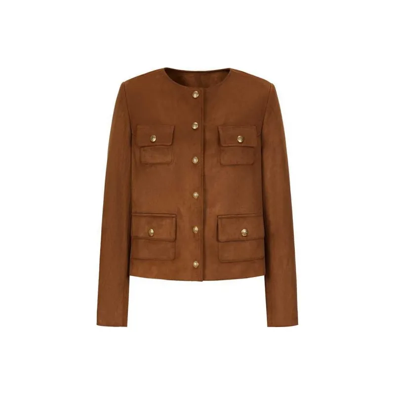 JZ. ANNAKRO Cropped Coats Women's Brown-0