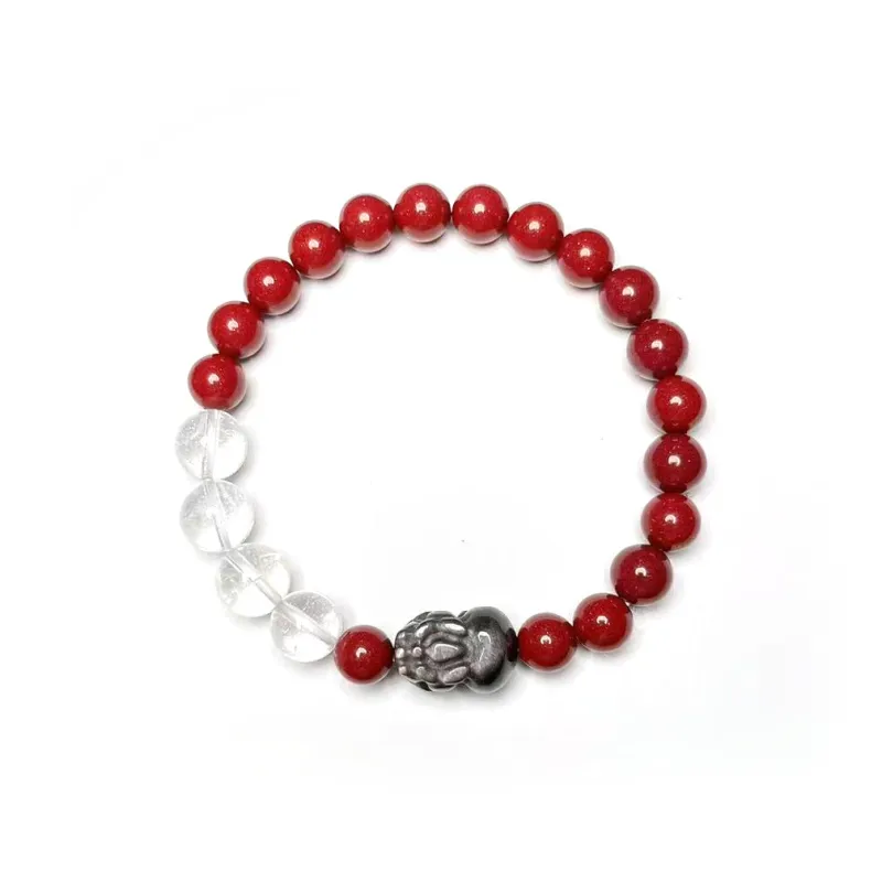 CUIJING Reconstructed Cinnabar Textile Beaded Bracelet Unisex-1