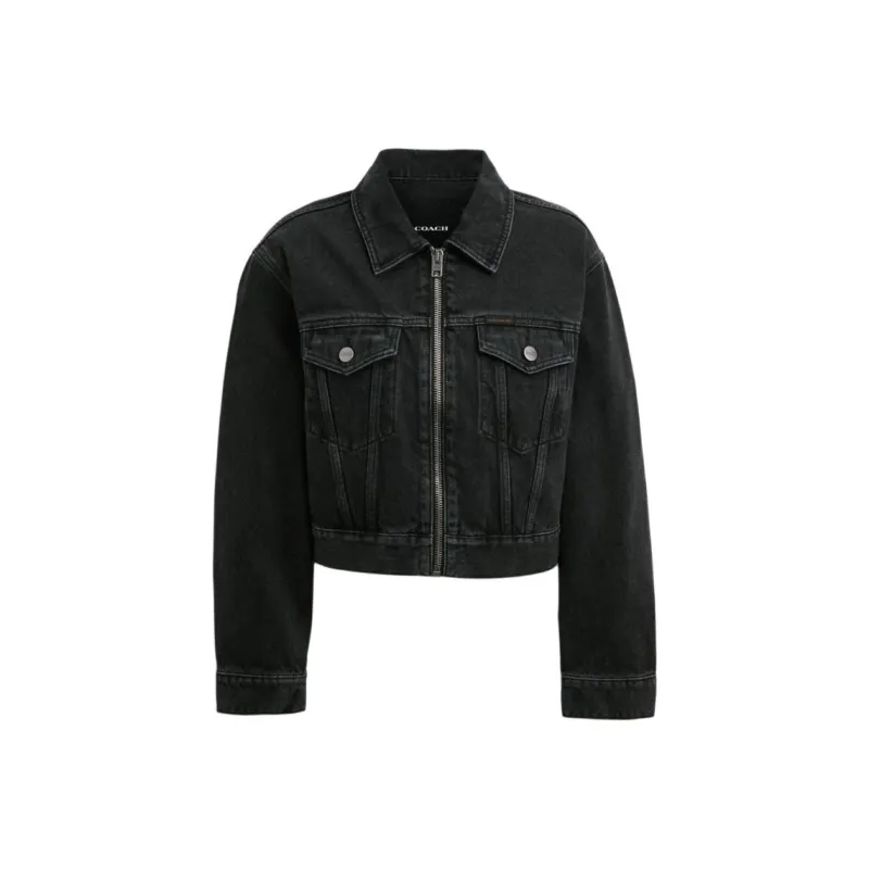COACH Denim Jacket Women's Black-0