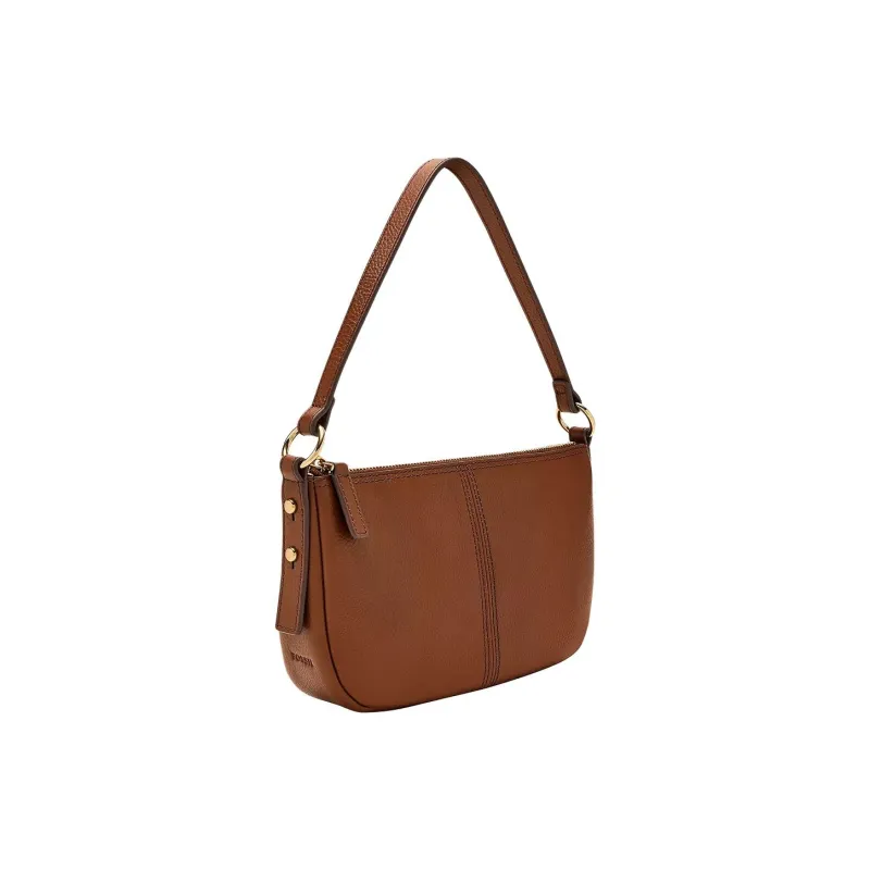 FOSSIL Leather Shoulder Bag Trumpets Women's Brown-1