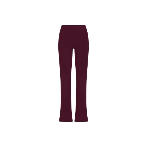 SKIMS COTTON JERSEY FOLDOVER PANT Casual Pants Women's DEEP BERRY/Deep Berry Red