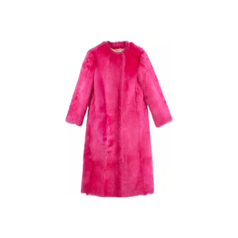 GUCCI FW23 Velvet-feel Coat Women's Peach Pink-0