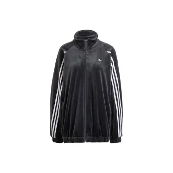 Adidas Originals Velvet Oversized Track Top Velvet feel Coat Women's Black