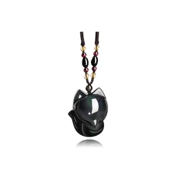 Moon Jewelry Natural Obsidian Necklaces Unisex