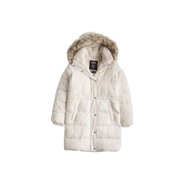 Hollister Puffer Jacket Women's Cream-0