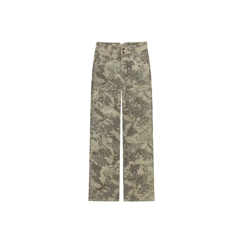NO ONE ELSE Casual Pants Women's Green Camouflage-0