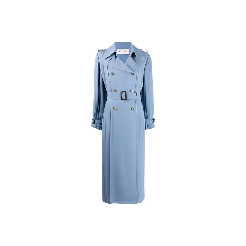 Valentino Trench Coats Women's Sky Blue-0