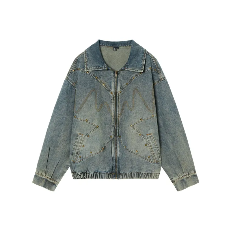 MEETLADY Denim Jacket Women's Denim Blue-0