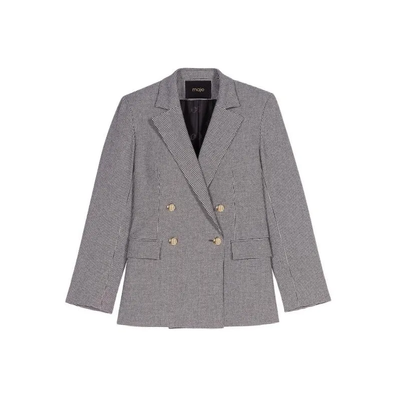 Maje Houndstooth Double-breasted Blazer-0