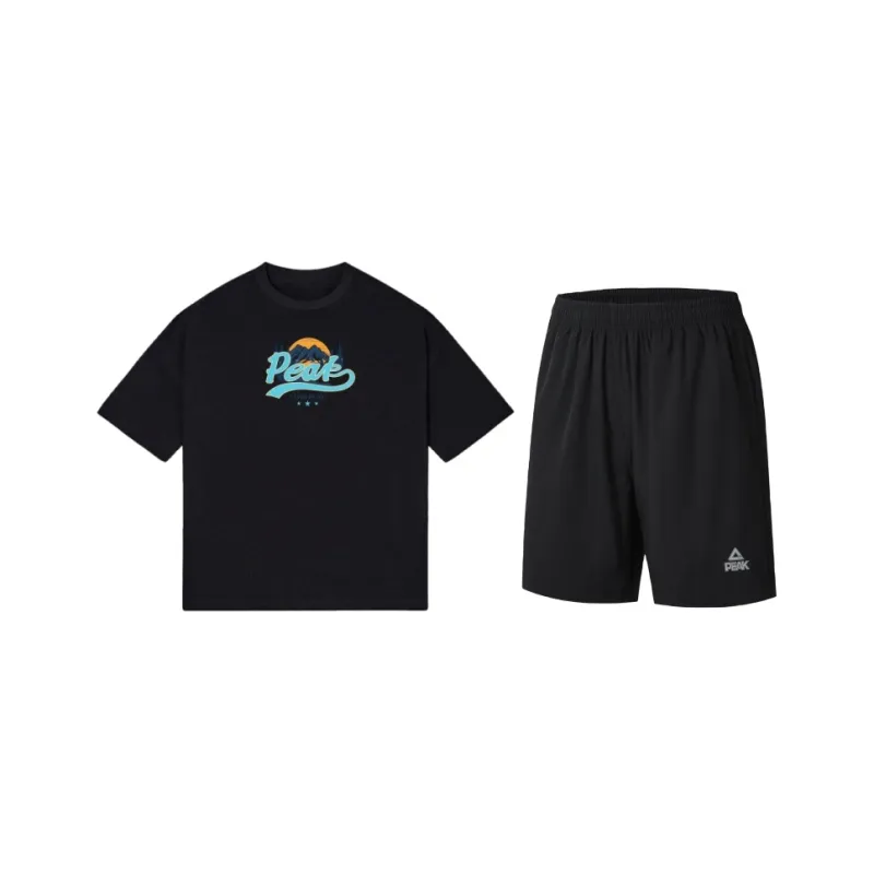 PEAK Casual Sportswear Unisex Two Piece Set Black/White-0