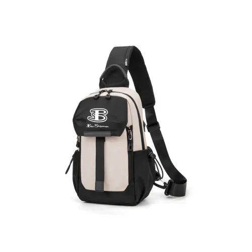 BEN SHERMAN Nylon Crossbody Bag, Shoulder Bag, Sling Bag Unisex Ecru & Black/Black
