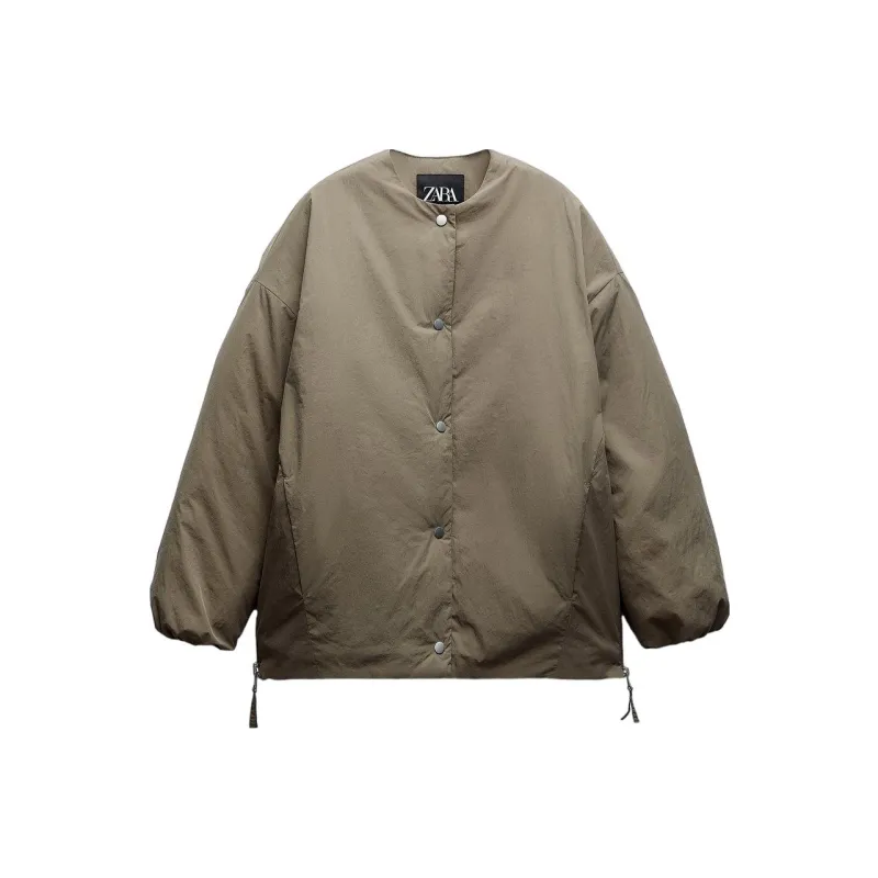 ZARA Puffer Jackets Women's Dark Taupe-0