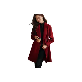 Mo Han Yi Mei Coats Women's Burgundy