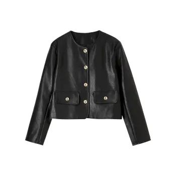 FANQIN Leather Jacket Women's Black
