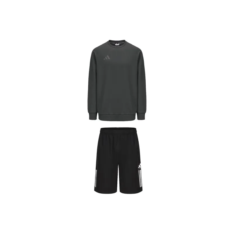 Adidas Casual Sportswear Men's Set Gray/Dark Gray Top+Black Shorts-0