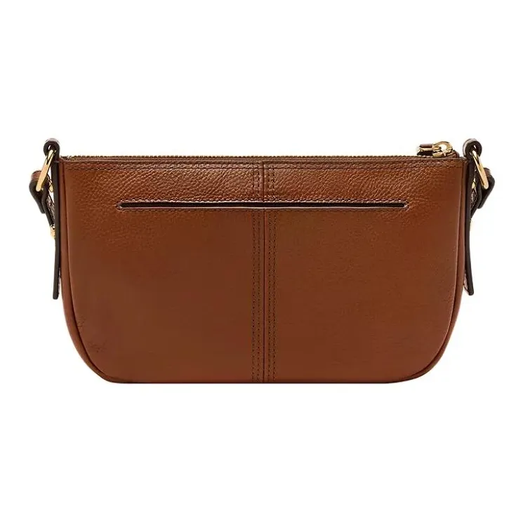 FOSSIL Leather Shoulder Bag Trumpets Women's Brown-2