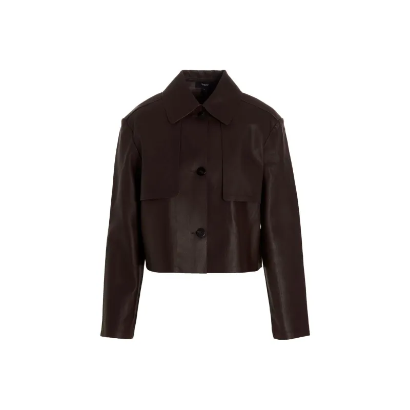 THEORY Leather Jackets Women's Brown-0