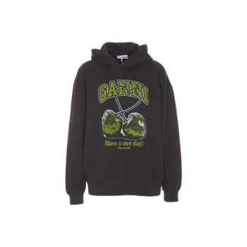 GANNI Oversized Logo Printed Hoodie