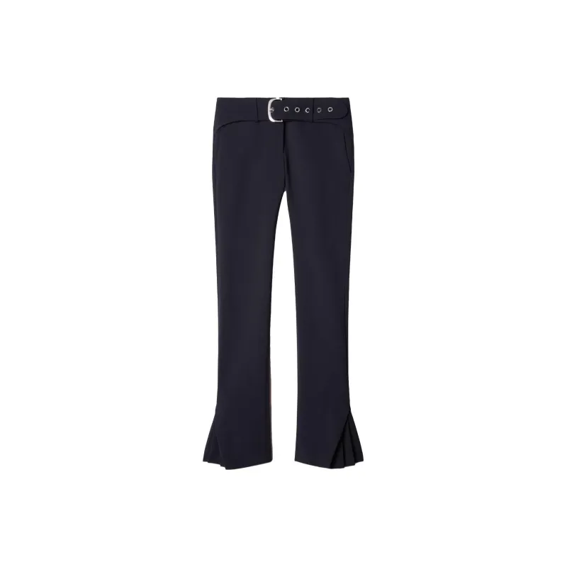 OFF-WHITE Belted Flared Virgin-wool Trousers-0