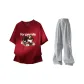 Burgundy+Gray Pants