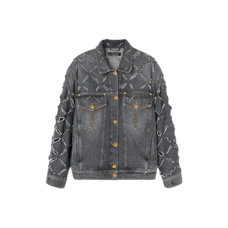 VERSACE Denim Jacket Women's Gray-0