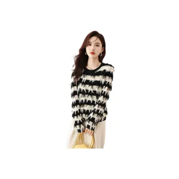 X MOOM Knitwear Women's Black White Stripes