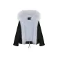 Black Cropped Silhouette Pike+Blue Rex Rabbit/Raccoon Dog Fur