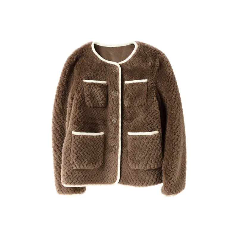 XIANGYING Velvet feel Coat Women's Coffee-0