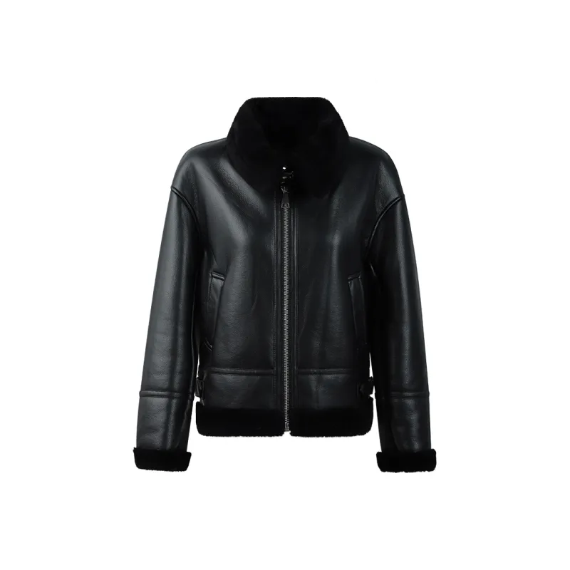 THE SEA LIFE Leather Jacket Women's Black Mage-0