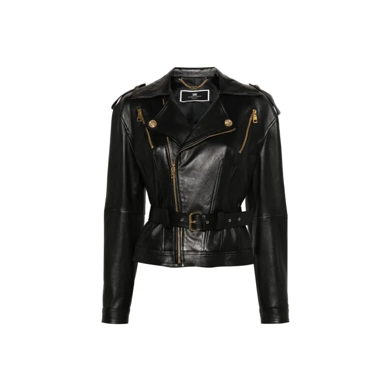Elisabetta Franchi SS24 Leather Jacket Women's Black-0