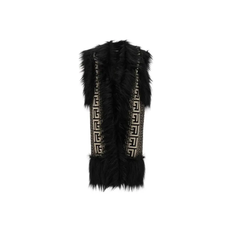 BALMAIN Monogram Patterned Long Knit Vest-0