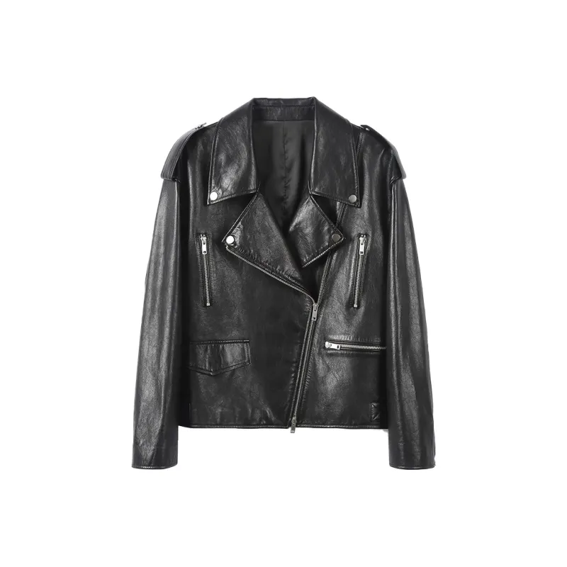 SINBOS Leather Jacket Women's Elegant Black-0