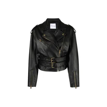 PINKO SS23 Leather Jacket Women's Black