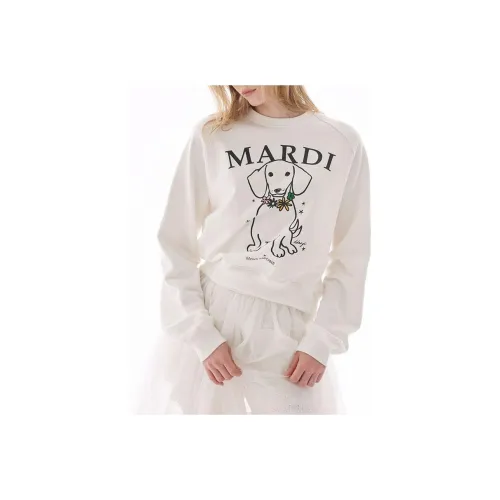 MARDI MERCREDI SS25 SWEATSHIRT SWING THE TAIL DDANJI FLOWER NECKLACE Sweatshirt Korean Style Women's White/Orange