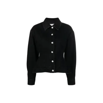 Alexander McQueen Button Up Peplum Denim Jacket
