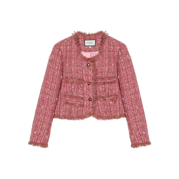 MUKOK SS24 Cropped Coats Women's Berry Red