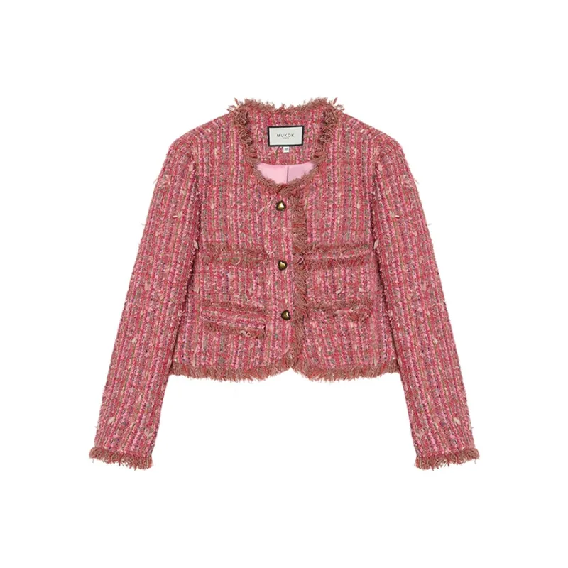 MUKOK SS24 Cropped Coats Women's Berry Red-0