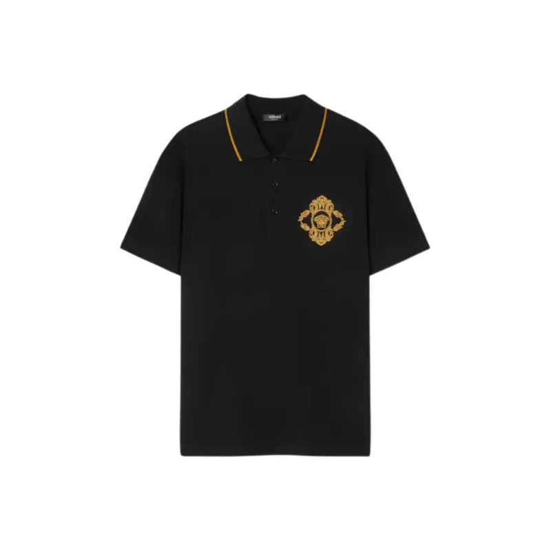 VERSACE Architectural Baroque embroidered Polo Shirt-0