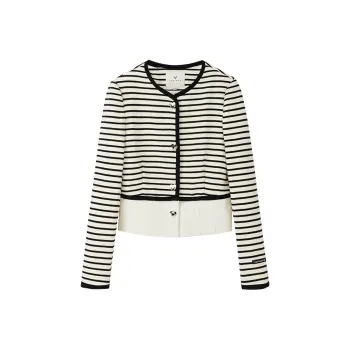 Yu Qianwen Cropped Coats Women's Melodic Stripes