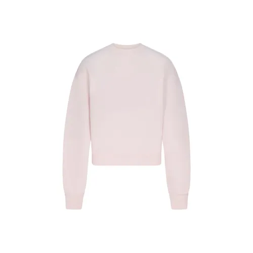 SKIMS SS25 COTTON FLEECE CLASSIC CREWNECK Sweatshirt Women's BARELY PINK/Light Pink