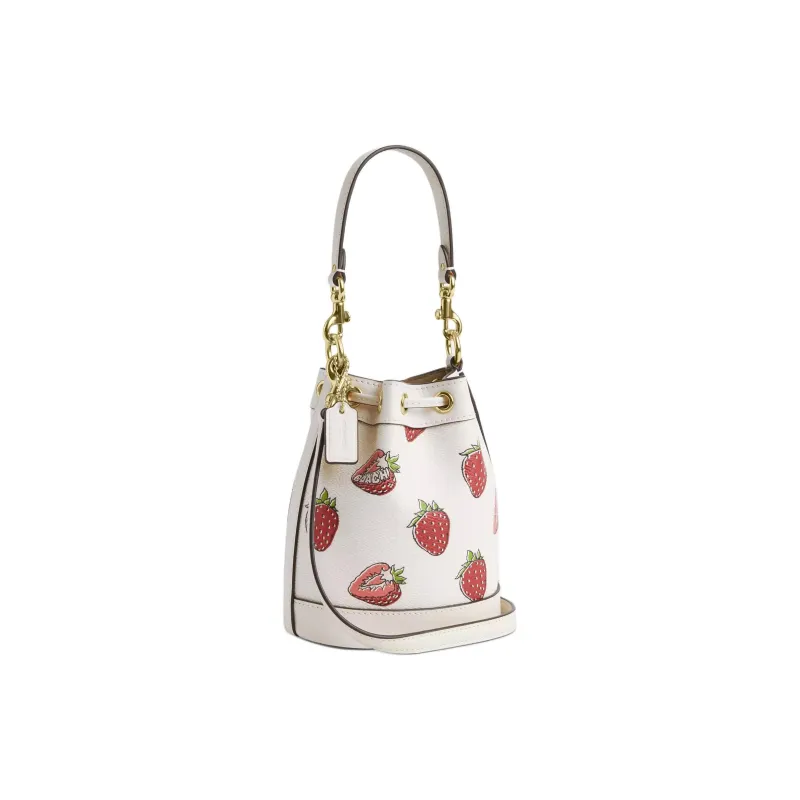 COACH Coated Canvas Bucket Bag, Shoulder Bag, Crossbody Bag, Handbag Mini Women's Chalk White-1