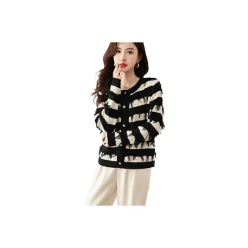 X MOOM Knitwear Women's Black White Stripes