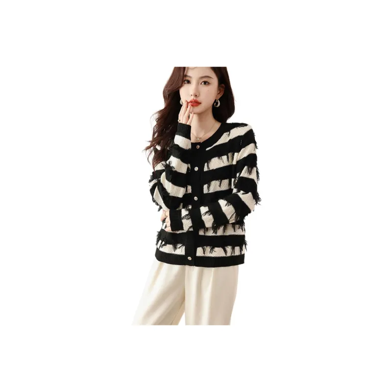 X MOOM Knitwear Women's Black White Stripes-0